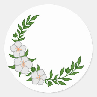 Beautiful Crown Crescent of White Flowers Classic Round Sticker