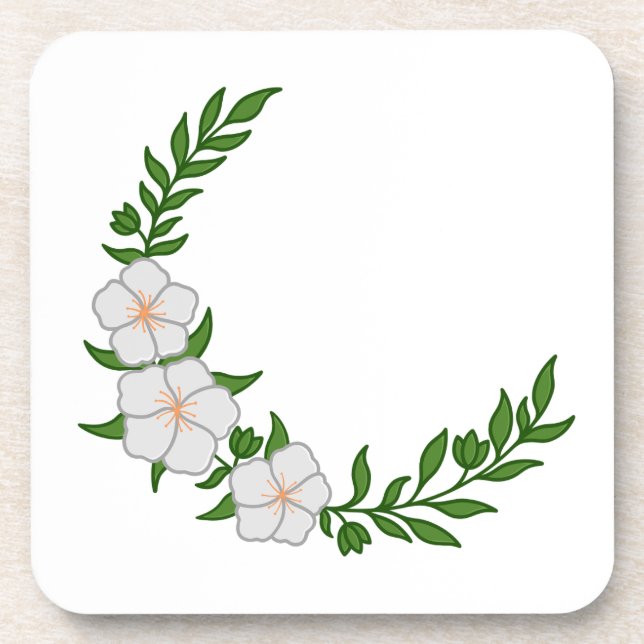 Beautiful Crown Crescent of White Flowers Coaster (Front)