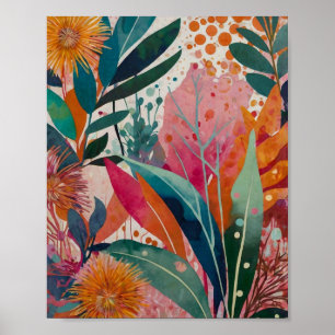 Beautiful crylic vibrant floral art poster