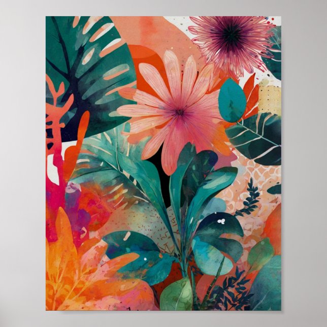 Beautiful crylic vibrant floral art poster (Front)