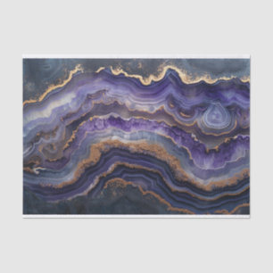 Beautiful crystal geode agate in amethyst and gold tissue paper