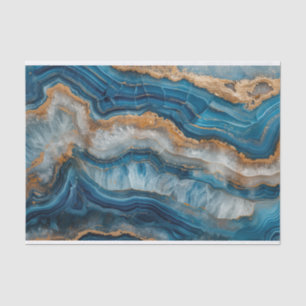 Beautiful crystal geode agate in blue and gold tissue paper