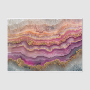 Beautiful crystal geode agate in pink and gold tissue paper