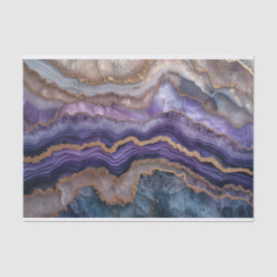 Beautiful crystal geode agate in purple and gold tissue paper