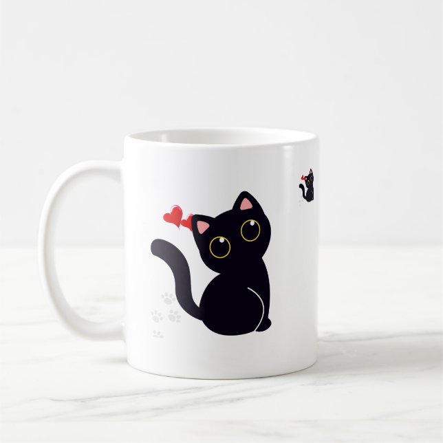 Beautiful cup, with delicate cat image. coffee mug (Left)