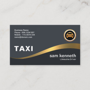 Beautiful Curving Faux Gold Wave Elegant Grey Taxi Business Card