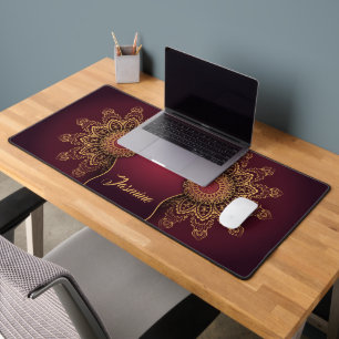 Beautiful Custom Burgundy Mandala Desk Mat