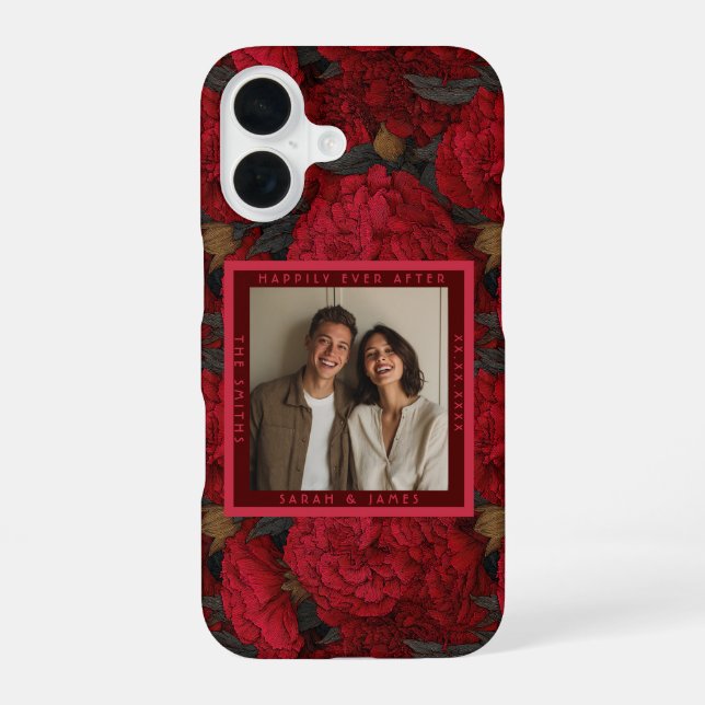 Beautiful Custom Carnation Destination Wedding iPhone 16 Case (Back)