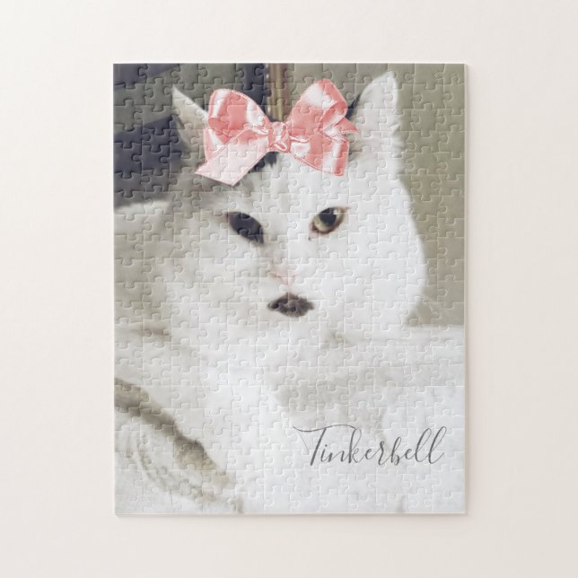Beautiful Custom Cat Photo Pet Personalised Name Jigsaw Puzzle (Vertical)