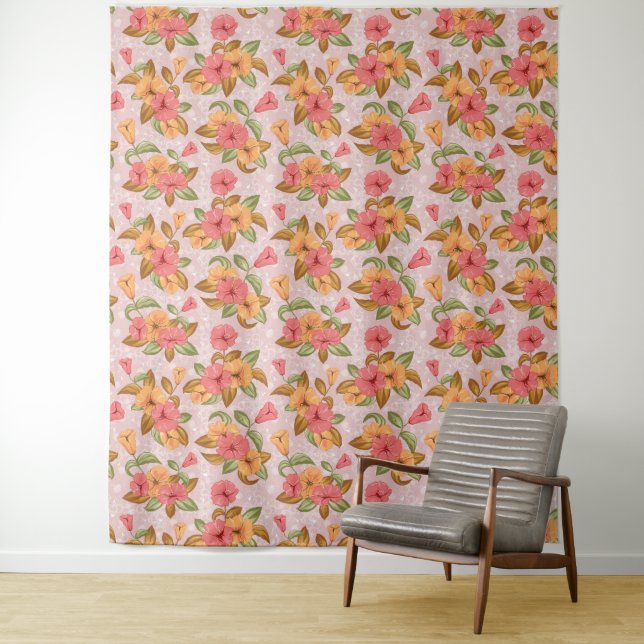 Beautiful Custom Floral Wall Tapestry (In Situ)