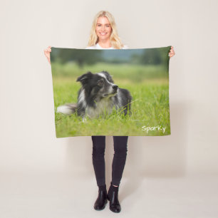 Beautiful Custom Name Border Collie Fleece Blanket