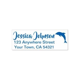 Beautiful Custom Name Return Address Dolphin Self-inking Stamp
