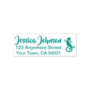 Beautiful Custom Name Return Address Gecko Self-inking Stamp