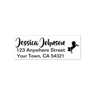 Beautiful Custom Name Return Address Horse Self-inking Stamp