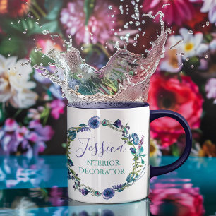 Beautiful Custom Occupation Floral Wreath Two-Tone Coffee Mug
