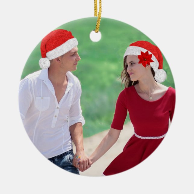 Beautiful Custom Photo Christmas Ceramic Ornament (Front)