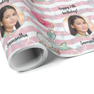 Beautiful Custom Photo Text Mermaid Under the Sea  Wrapping Paper