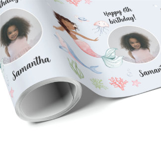 Beautiful Custom Photo Text Mermaid Under the Sea  Wrapping Paper