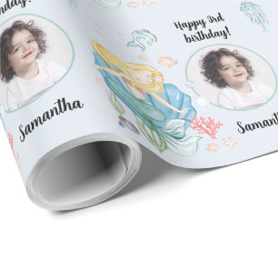 Beautiful Custom Photo Text Mermaid Under the Sea Wrapping Paper
