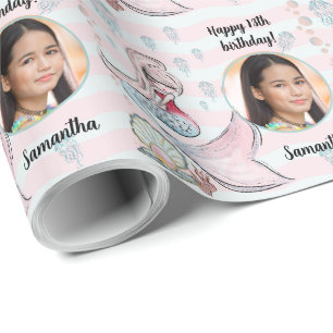 Beautiful Custom Photo Text Mermaid Under the Sea Wrapping Paper