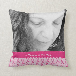 Beautiful Custom Pink Ribbon Memorial Cushion