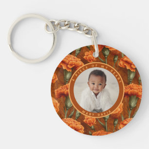 Beautiful custom souvenir Photo Carnation Key Ring