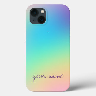 Beautiful Customisable Pastel Rainbow Gradient iPhone 13 Case