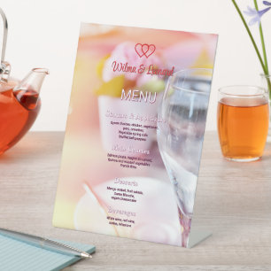 Beautiful customisable vivid Wedding table Menu Pedestal Sign