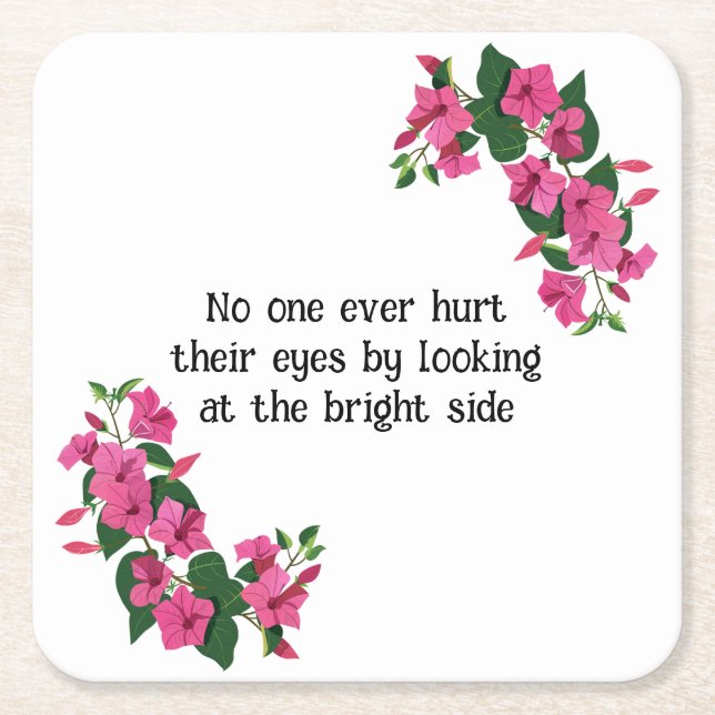 Beautiful Customised Floral  Square Paper Coaster (Front)