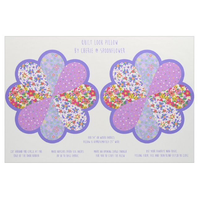 Beautiful Cut and Sew Boho Quilt Style Flower Kit Fabric (Fat Quarter)