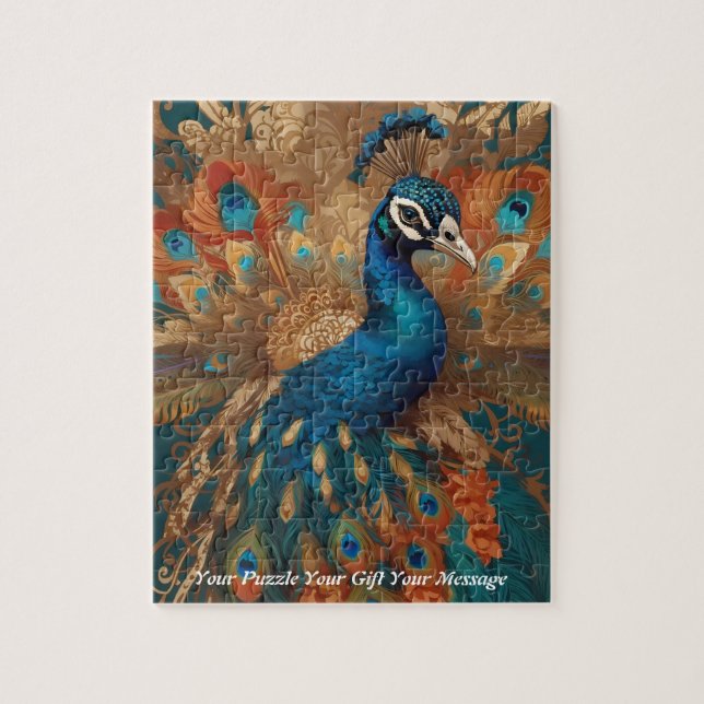 Beautiful Cute Boho peacock bird Jigsaw Puzzle (Vertical)