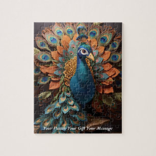 Beautiful Cute Boho peacock bird Jigsaw Puzzle