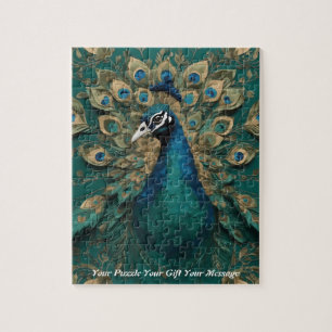 Beautiful Cute Boho peacock bird Jigsaw Puzzle