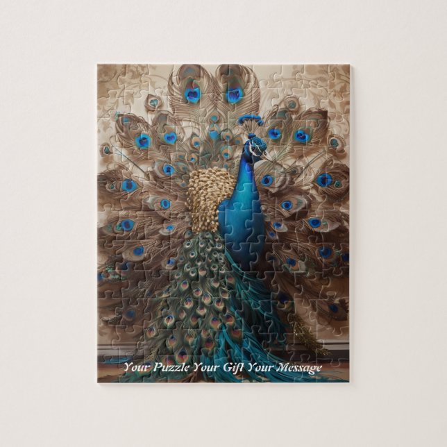 Beautiful Cute Boho peacock bird Jigsaw Puzzle (Vertical)