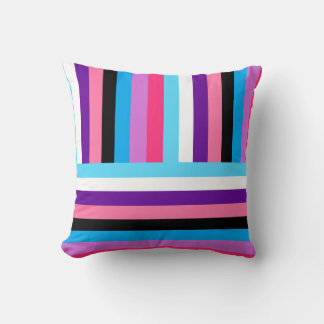Beautiful Cute Colourful Pink Purple Blue Stripes Cushion