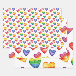 beautiful cute design with hearts multicolor  wrapping paper sheet