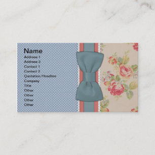 Beautiful cute elegant girly vintage flowers bow business card