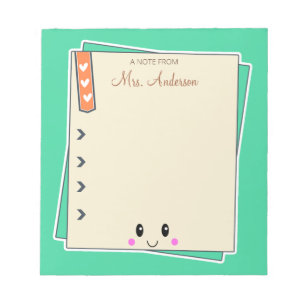 Beautiful Cute Green Teacher Appreciation Notepad