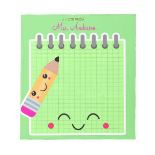 Beautiful Cute Green Teacher Appreciation  Notepad