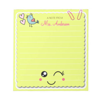 Beautiful Cute Light Green Teacher Appreciation Notepad