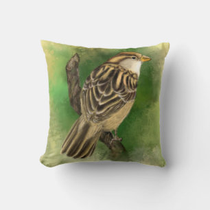 Beautiful Cute Little Sparrow Migned Painting Art  Cushion