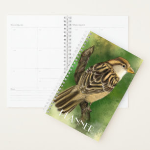 Beautiful Cute Little Sparrow Migned Painting Art Planner