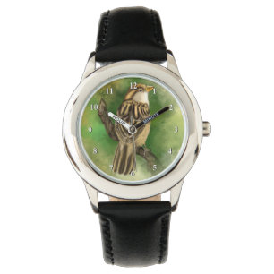 Beautiful Cute Little Sparrow Migned Painting - Watch
