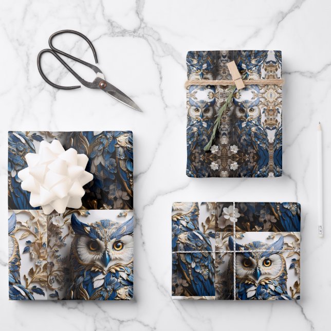 Beautiful Cute Minimalistic Owl  Wrapping Paper Sheet (Front)