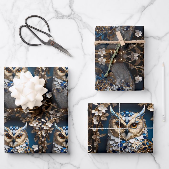 Beautiful Cute Minimalistic Owl  Wrapping Paper Sheet (Front)