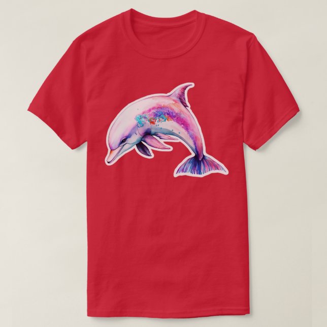 Beautiful cute pink dolphin illustration art dolph T-Shirt (Design Front)