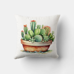 beautiful cute print cactus green potted cushion