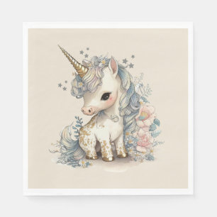 Beautiful Cute Unicorn Birthday Napkin