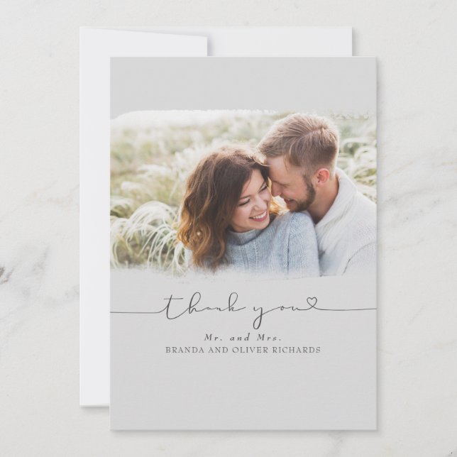 Beautiful Cute Wedding Thank You Photo (Front)