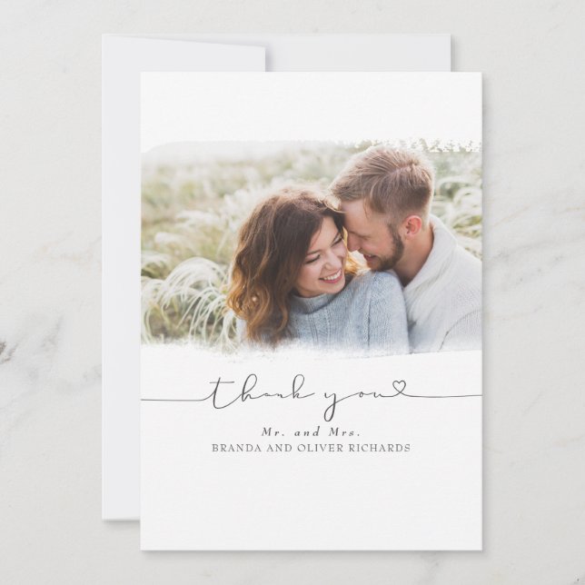 Beautiful Cute Wedding Thank You Photo Card (Front)